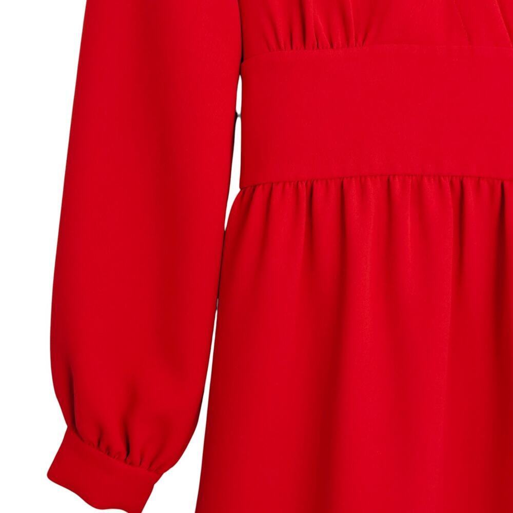 Kate Spade Tie Waist Faux Wrap Dress Size 10 Red Long Sleeves Festive Holiday - Picture 7 of 15